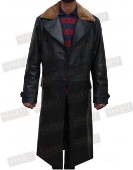 Shazam Mark Strong (Dr. Sivana) Black Leather Coat